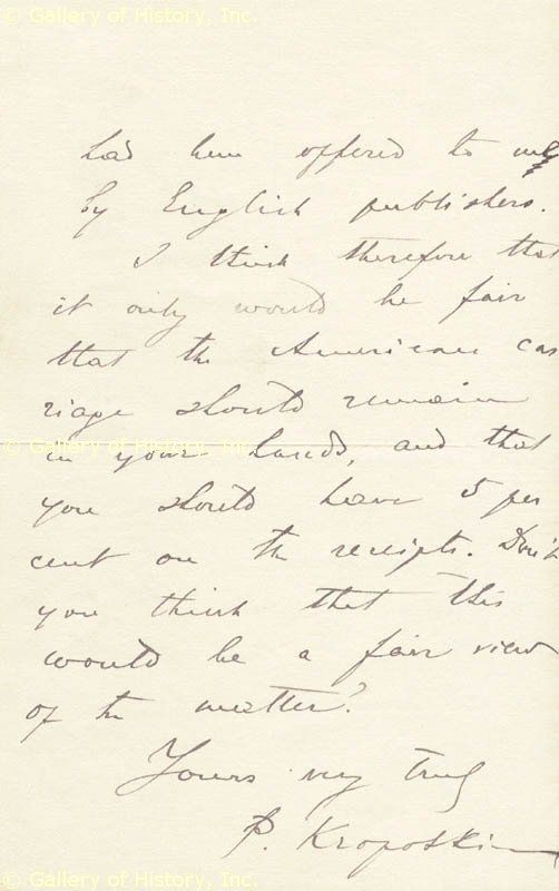 Peter A Kropotkin Autograph Letter Signed 05 15 1905