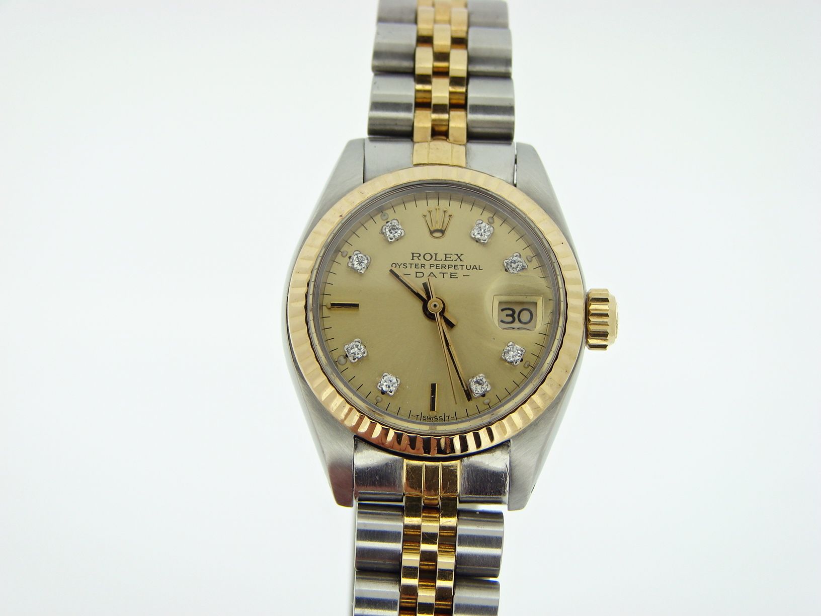 Ladies Rolex 2Tone 18K Yellow Gold Stainless Steel Date Watch w