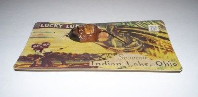 Lucky Black Americana Fishing Lure on Card Indian Lake Ohio