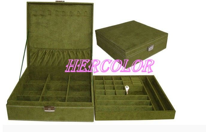 New Large Capacity Double Tier Jewelry Box Storage Case 6 Color