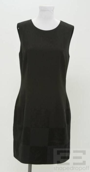 Laundry by Shelli Segal Black Satin Checker Sleeveless Dress Size 12