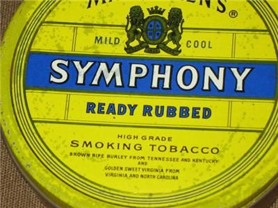 Vintage Mac Barens Symphony Ready Rubbed Smoking Tobacco Tin Made in