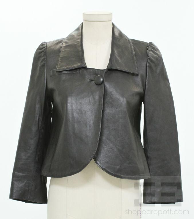 Madison Marcus Black Leather Single Button Jacket Size Small