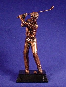 Pro Male Golfer Golf Trophy Copper Metal Finish Figurine Statue