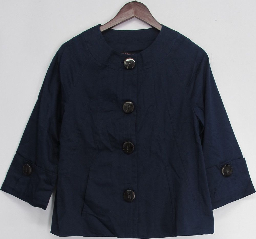 Mark Zunino Sz M Raglan Sleeve Jacket with Trapunto Detail Navy Blue