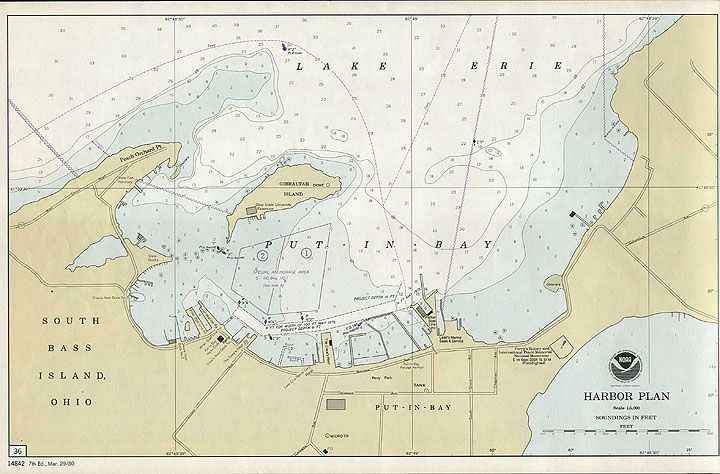 in Bay Ohio Authentic Vintage Marine Chart Lake Erie 11x17 Map