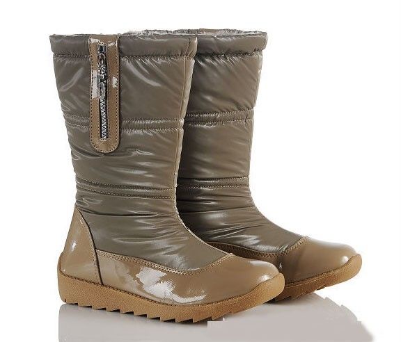 PU Leather Zip CZ Womens Mid Calf Winter Snow Boots Shoe