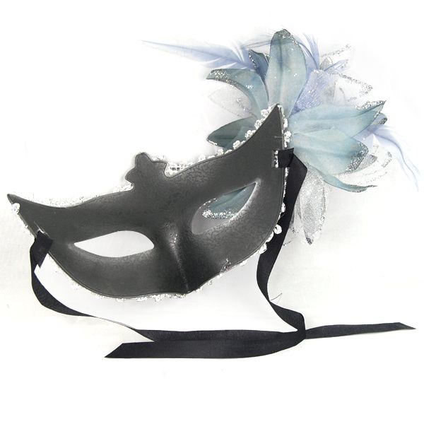 Gorgeous Masquerade Party Mask Black Silver Venetian Detailed Mardi