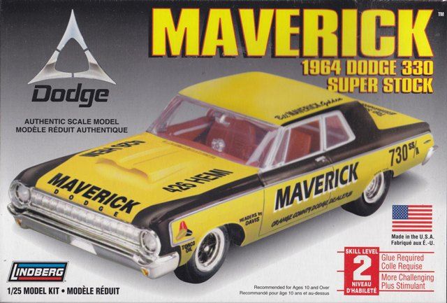 1964 Dodge 330 Super Stock Maverick 1 25th Plastic Model Kit Lindberg