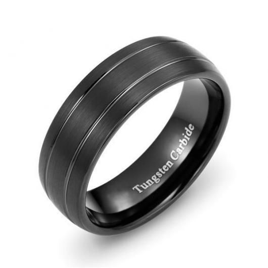 Black Tungsten Carbide Ring Mens Comfort Fit Cobalt Free Mans Band