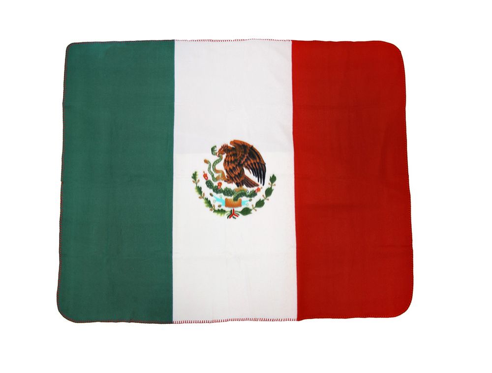 Mexican Flag Fleece Throw Blanket Mexico 60` x 50`