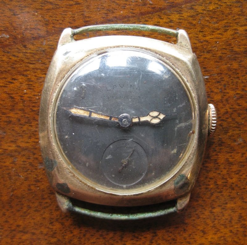 Antique 9ct Gold Gents LAVINA Wristwatch Vintage Mens Watch to restore