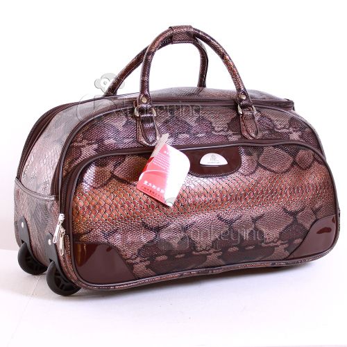 Suitcase Luggage Travel Bag Wheels Snake Skin Holdall