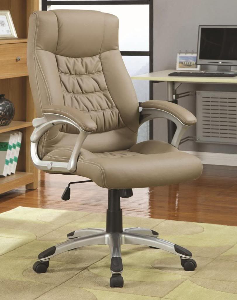 Contemporary Upholstered Beige Vinyl Executive Office Chair by Coaster