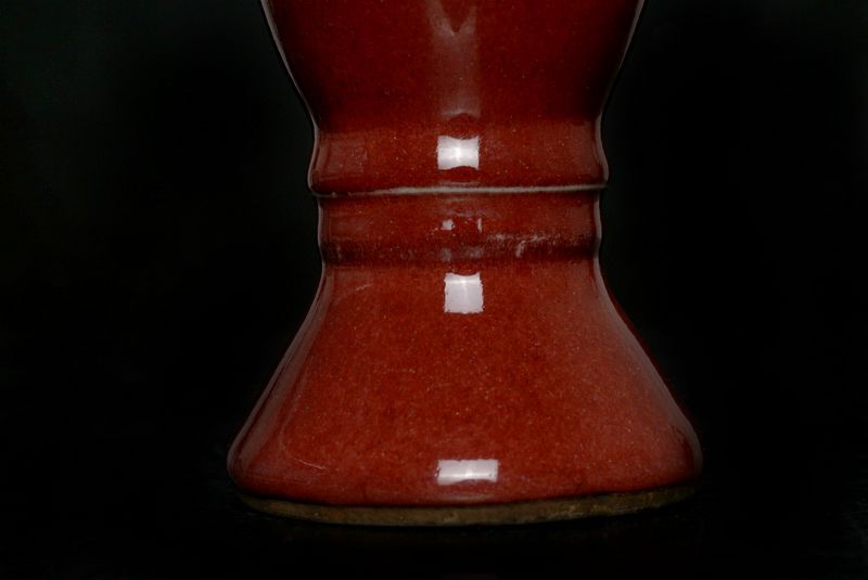 Antique Chinese Porcelain Glaze Red Monochrome Huagu Style Vase 108N