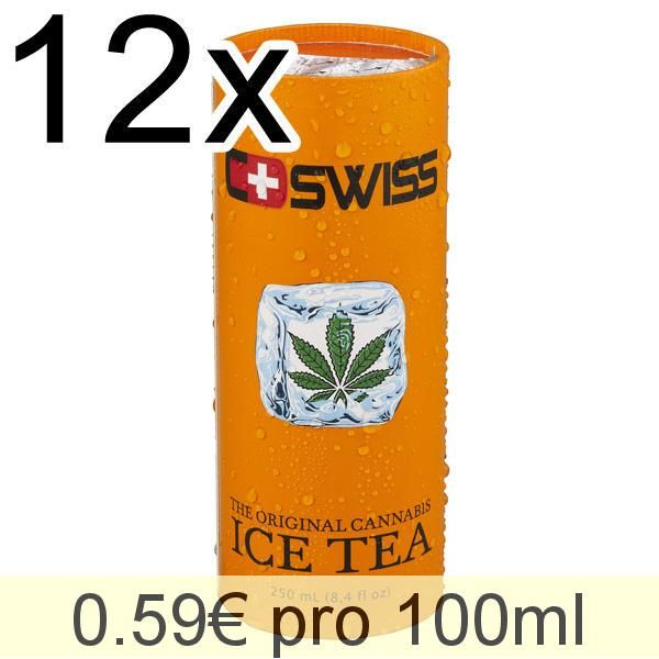 CSWISS Cannabis Ice Tea, Hanf Eistee, 12 Dosen, 12 x 250 ml