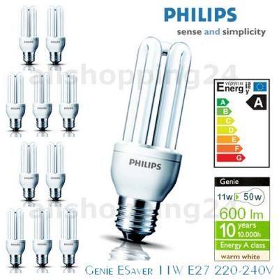Philips GENIE 11W ENERGIESPARLAMPEN Warmweiß E27 Birnen
