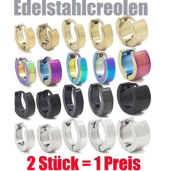 Creolen Edelstahlcreolen Ohrringe Huggie Ohrstecker Klappcreolen