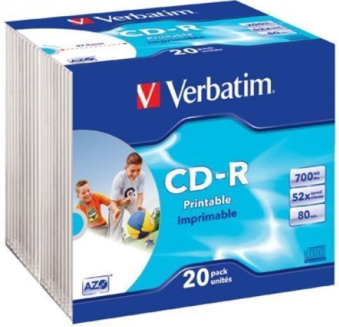 100 Verbatim CD R full printable 700MB 52x Slimcase