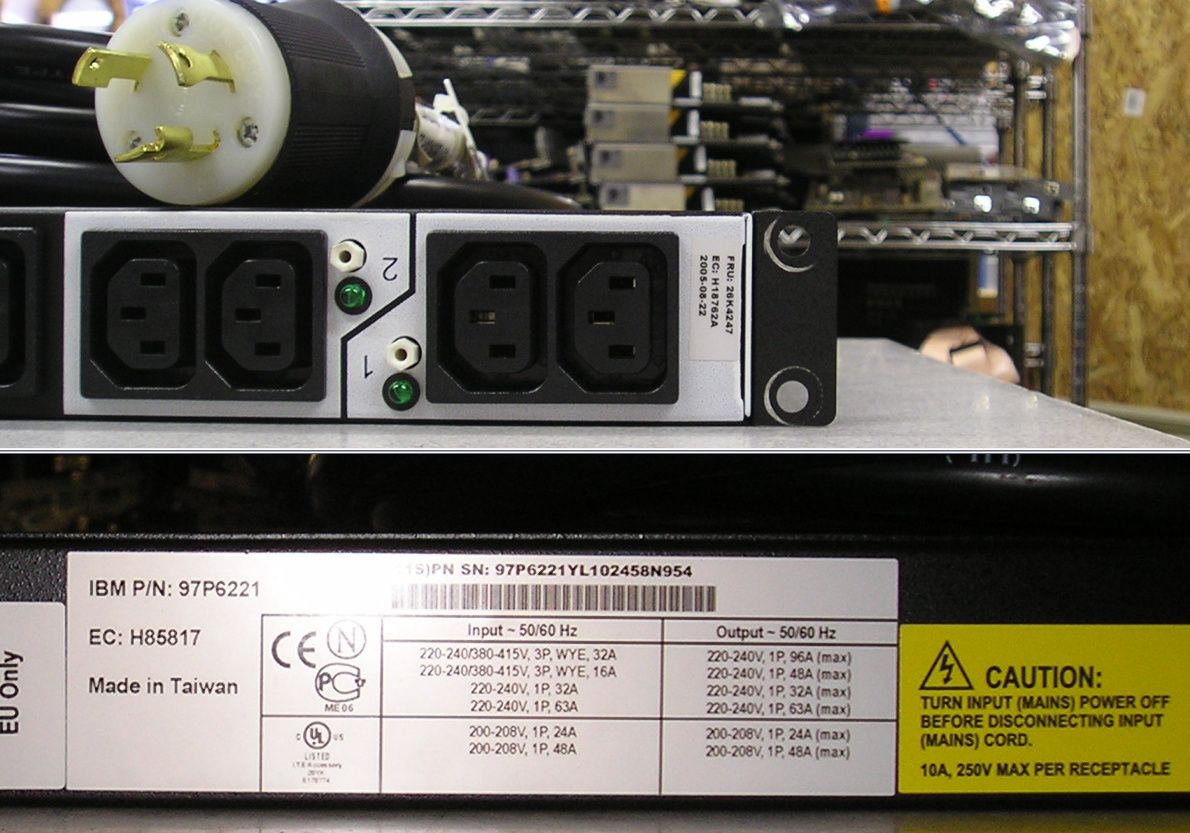 IBM 97P6221 26K4247 12 port PDU Power Unit w/ 25R2555 Power Cable