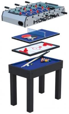 Hudora 71424 Multifunktionstisch 4 in 1 Tischtennis Kicker Airhockey