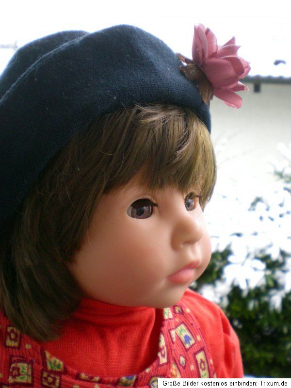 Götz Puppe 52 cm aus 1993, braune Haare Originalkleidung + Hut