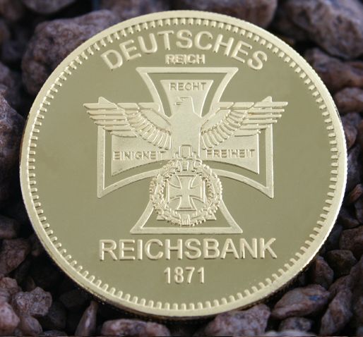 1871 Reichsadler 999 Gold Münze Reichsbank Eiserne Kreuz Vergoldet